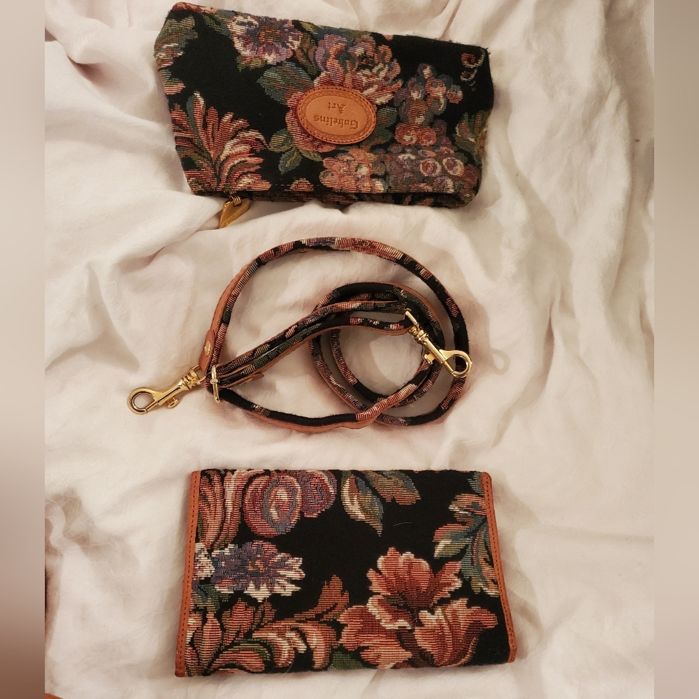 Vachetta Real Leather-Trimmed Tapestry Women's Bag Set - Picture 6 of 7